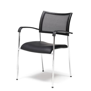 Mesh conference chair TORONTO, black PU, chrome