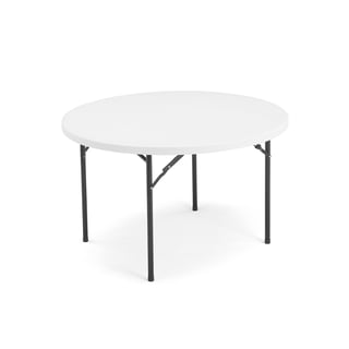 Kulatý skládací stůl MIKA, Ø1220 mm, plastová deska, černá konstrukce