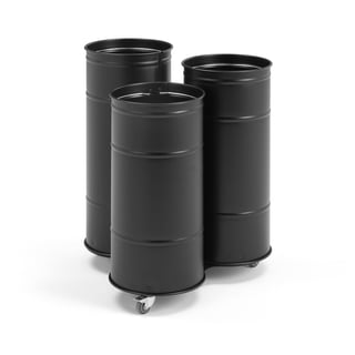 Abfallbehälter BROOKLYN, dreifach, Ø 680 x 830 mm, schwarz