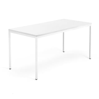 Jednací stůl QBUS, 4 nohy, 1600x800 mm, bílý rám, bílá