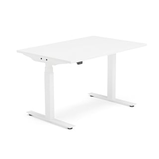 Výškovo nastaviteľný stôl MODULUS, T-rám, 1200x800 mm, biela/biela