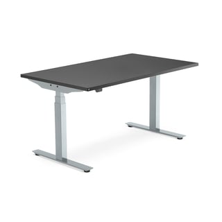 Výškově nastavitelný stůl MODULUS, 1400x800 mm, stříbrný rám, černá