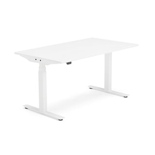 Skrivbord MODULUS, höj och sänkbart, t-stativ, 1400x800 mm, vit, vit