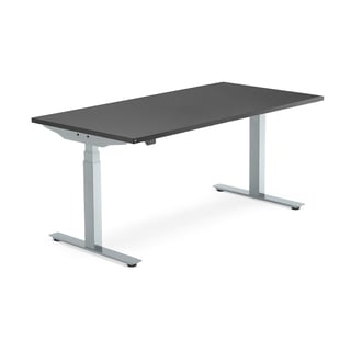 Skrivbord MODULUS, höj och sänkbart, t-stativ, 1600x800 mm, silver, svart