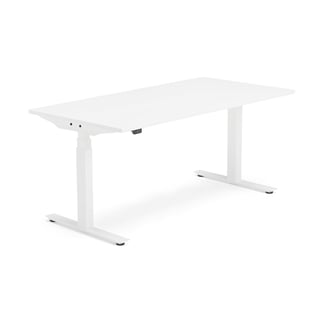 Výškově nastavitelný stůl MODULUS, 1600x800 mm, bílý rám, bílá
