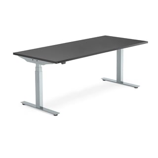 Hæve sænkebord MODULUS, 1800x800 mm, sølv, sort laminat