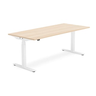 Standing desk MODULUS, 1800x800 mm, white frame, oak