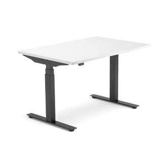 Výškovo nastaviteľný stôl MODULUS, T-rám, 1200x800 mm, biela/čierna