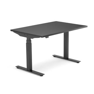 Hæve sænkebord MODULUS, 1200x800 mm, sort, sort laminat
