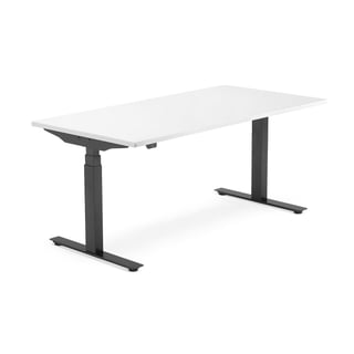 Skrivbord MODULUS, höj och sänkbart, t-stativ, 1600x800 mm, svart, vit
