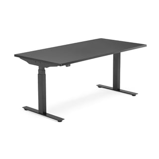 Skrivebord MODULUS, hev/senk, L1600 B800 H640–1290 mm, svart/svart