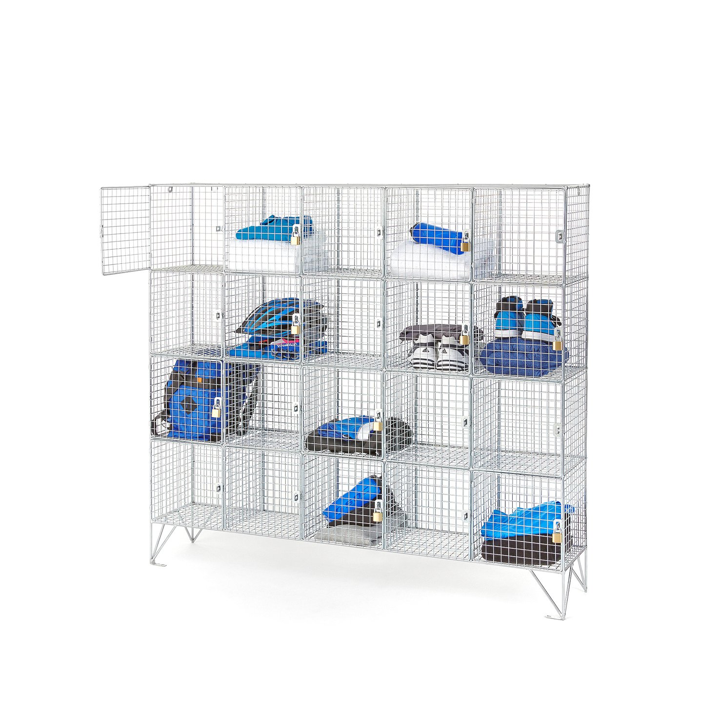Mesh locker, 20 comps, with doors, 1360x1525x457 mm AJ Products