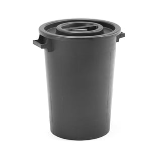 Plast avfallsbeholder BENJAMIN med lokk, 75 l, svart