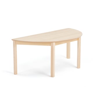 Children's table ZET, semicircular, birch, 1200x600x500 mm