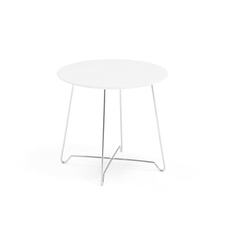 Konferenční stolek IRIS, Ø500 mm, chrom, bílá deska