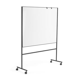 Mobile whiteboard EMMA, double sided, 1500x1200 mm, black frame