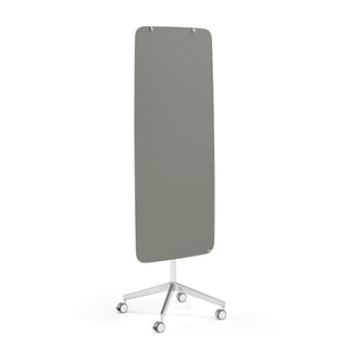 Mobile glass writing board STELLA with rounded corners, grey
