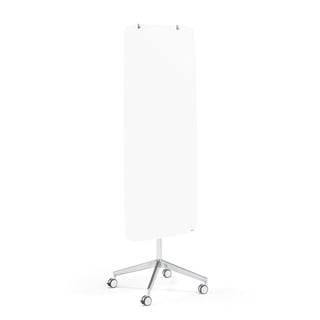 Mobile glass writing board STELLA with rounded corners, white