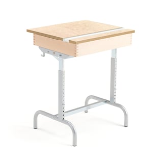 School desk 188, silver, beige linoleum