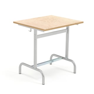 School desk 180, silver, beige linoleum