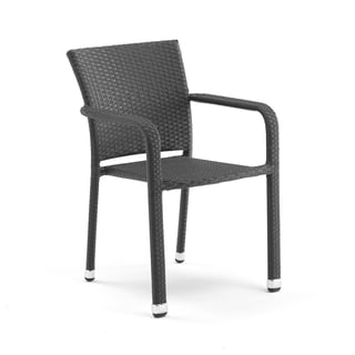 Zahradní židle Aston, s područkami, šedý ratan