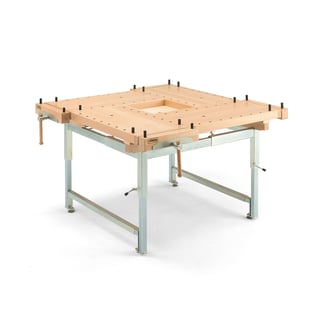 4 person carpenter's workbench with gas adjustment, 1300x1300 mm, beech