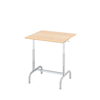 School desk 182, silver, beech laminate