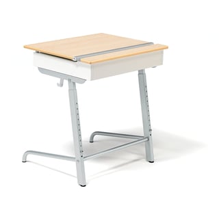Sound absorbent student box top desk ABSO AX, silver, beech