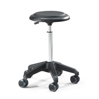 Mobile work stool DIEGO, H 540-730 mm, black vinyl