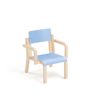 Children's chair DANTE with armrests, H 260 mm, birch, blue laminate
