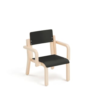 Children's chair DANTE with armrests, H 260 mm, birch, black laminate