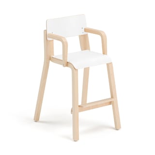 Tall children's chair DANTE with armrests, H 500 mm, birch, white laminate