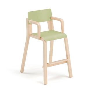 Hög barnstol DANTE, med armstöd, höjd: 500 mm, björk/grön