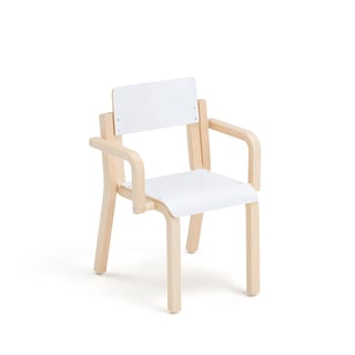 Children's chair DANTE with armrests, H 350 mm, birch, white laminate