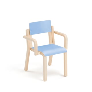 Children's chair DANTE with armrests, H 310 mm, birch, blue laminate
