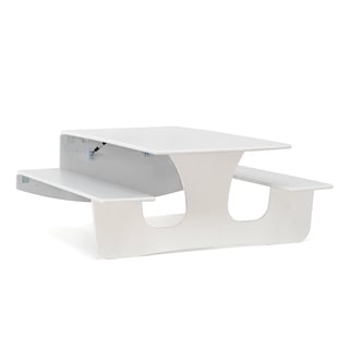 Wall mounted foldaway table LUCAS, 1200x1200x570 mm, white, grey laminate