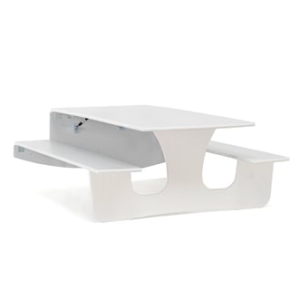 Wall mounted foldaway table LUCAS, 1400x1200x570 mm, white, grey laminate