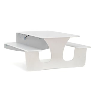 Wall mounted foldaway table LUCAS, 1200x1200x720 mm, white, grey laminate