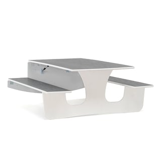 Vägghängt bord LUCAS, 1200x1200x570 mm, vit, mörkgrå