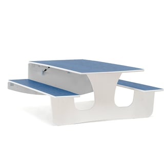 Vägghängt bord LUCAS, 1400x1200x570 mm, vit, blå