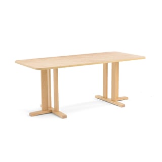 Stół KUPOL, 1800x800x720 mm, beżowe linoleum, brzoza