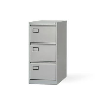 Bisley foolscap filing cabinet, 3 drawers, grey