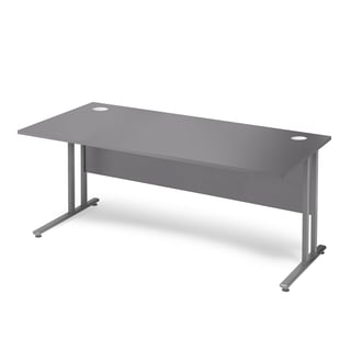 Skrivbord FLEXUS med rak skiva och insynsskydd, 1600x800 mm, grå laminat