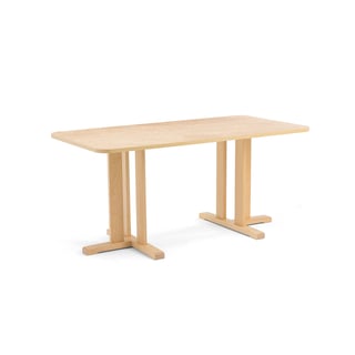 Stół KUPOL, 1600x800x720 mm, beżowe linoleum, brzoza