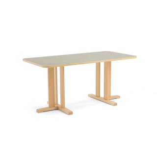 Table KUPOL, rectangular, 1600x800x720 mm, grey linoleum, birch
