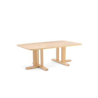 Stół KUPOL, 1400x800x500 mm, beżowe linoleum, brzoza