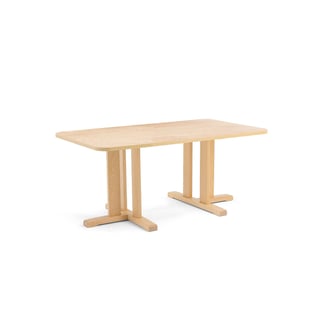Table KUPOL, rectangular, 1400x800x600 mm, beige linoleum, birch