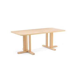 Tisch KUPOL, rechteckig, 1600x800x600 mm, Linoleum beige, Birke