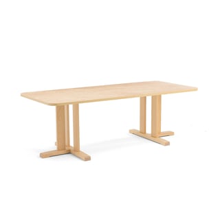 Stôl KUPOL, obdĺžnik, 1800x800x600 mm, linoleum - béžová, breza