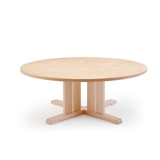 Tisch KUPOL, rund, Ø1200x500 mm, Linoleum beige, Birke